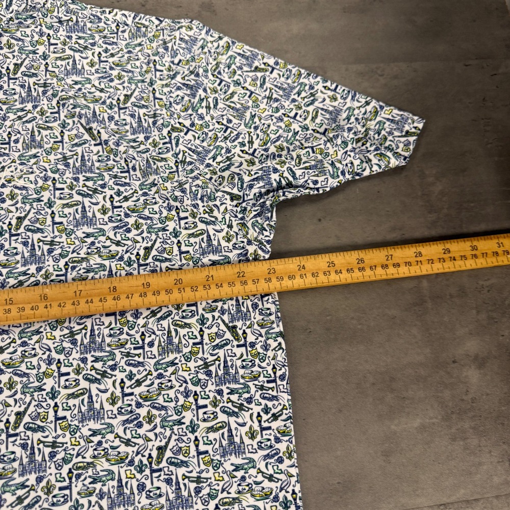Rhoback The Quarter Polo Mens XL White New Orleans Print Performance Shirt NOLA - Picture 6 of 9